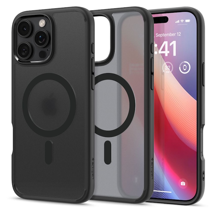 Husa Protectie pentru iPhone 16 Pro Max, AIR Protect, V58, Silicon Flex, Frost Deep Dark