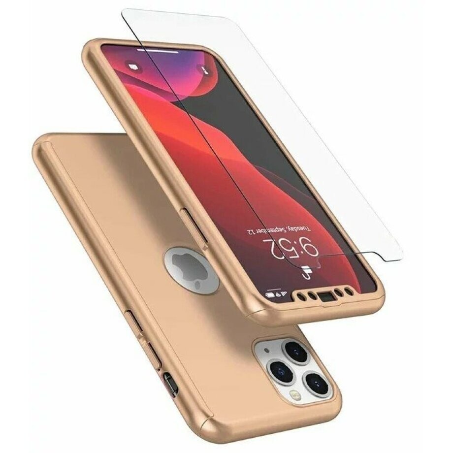 Husa de protectie compatibila cu Samsung A22 4G, Full Cover 360, Auriu + Folie de protectie