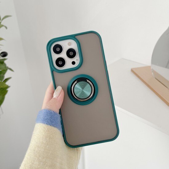 Husa de protectie compatibila cu Apple iPhone 13 Pro Max, Defender cu prindere inel, Verde