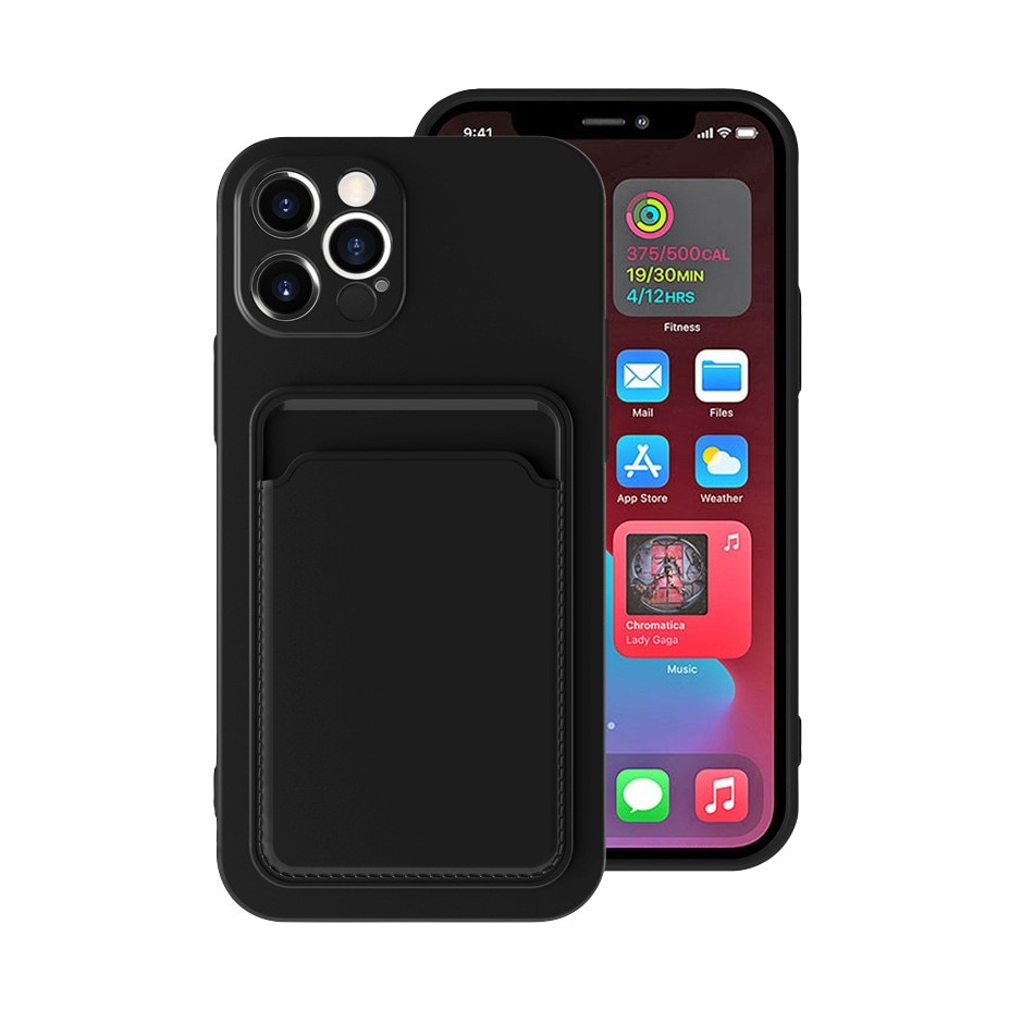 Husa protectie cu suport card compatibila cu Apple iPhone 13 Pro Max Negru