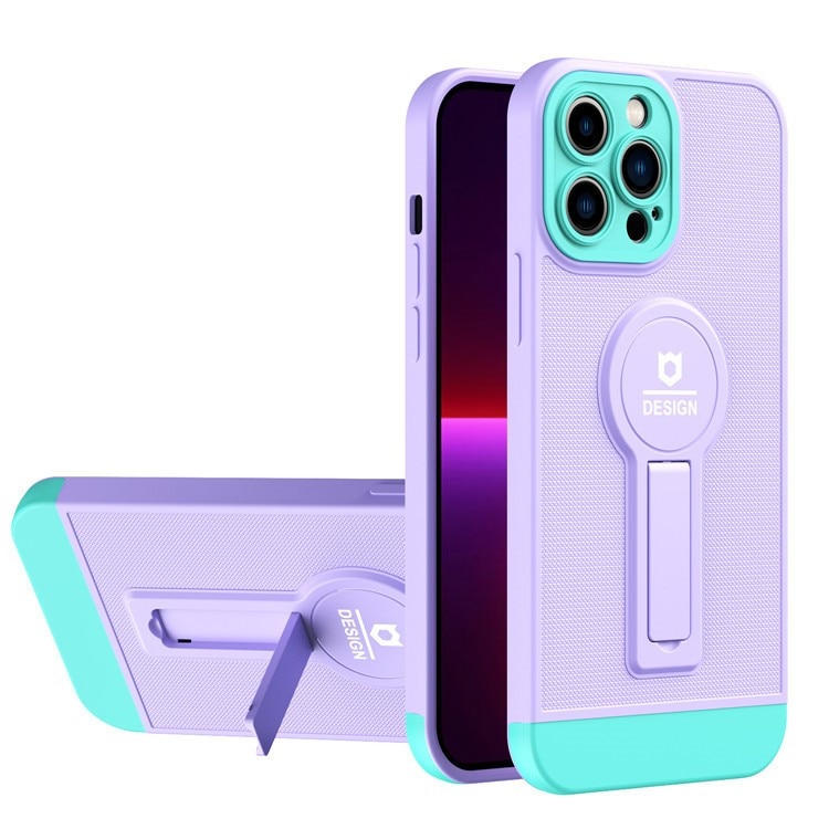 Husa Armor Design cu Stand pentru Apple iPhone 14 Pro Max Mov/Albastru, Suport Auto Magnetic, Protec