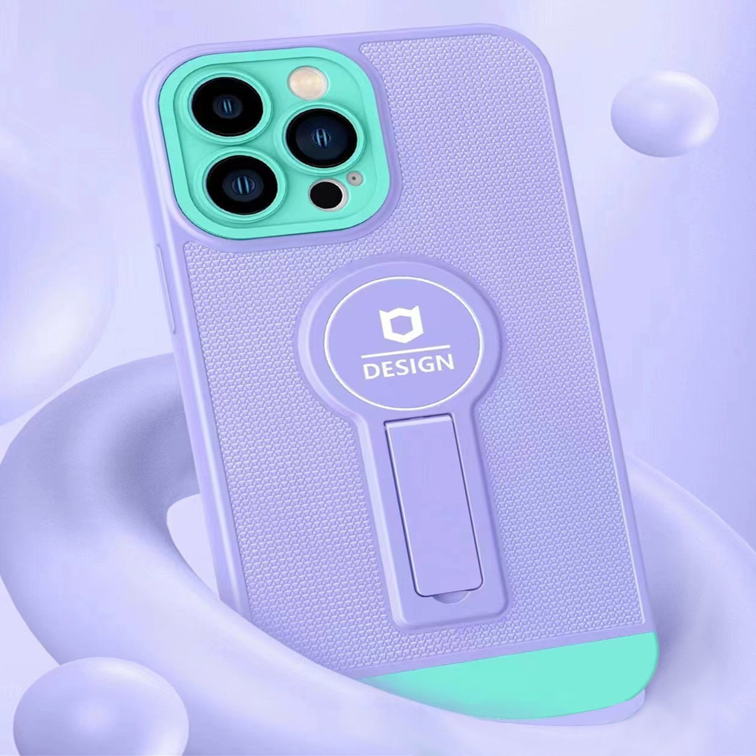 Husa Armor Design cu Stand pentru Apple iPhone 14 Pro Max Mov/Albastru, Suport Auto Magnetic, Protec