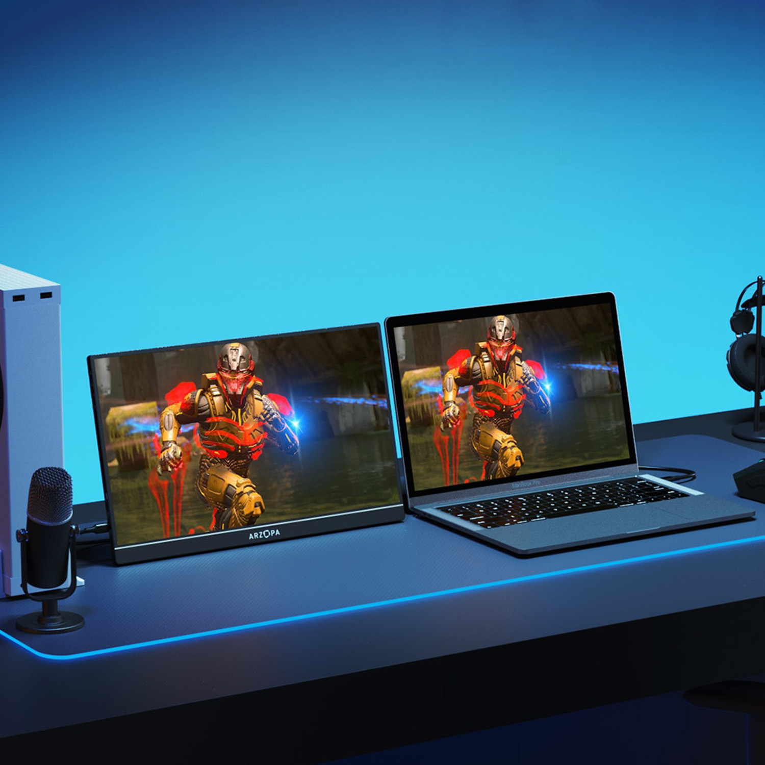 Monitor portabil ARZOPA Z1FC, 144Hz, 16.1", Full HD, IPS, Wide, USB Type-C, Mini HDMI, Negru