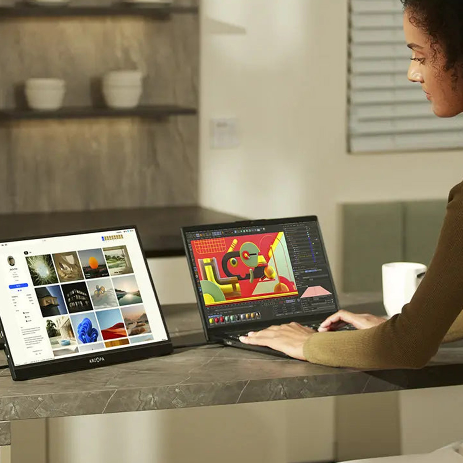 Monitor portabil ARZOPA Z1FC, 144Hz, 16.1", Full HD, IPS, Wide, USB Type-C, Mini HDMI, Negru