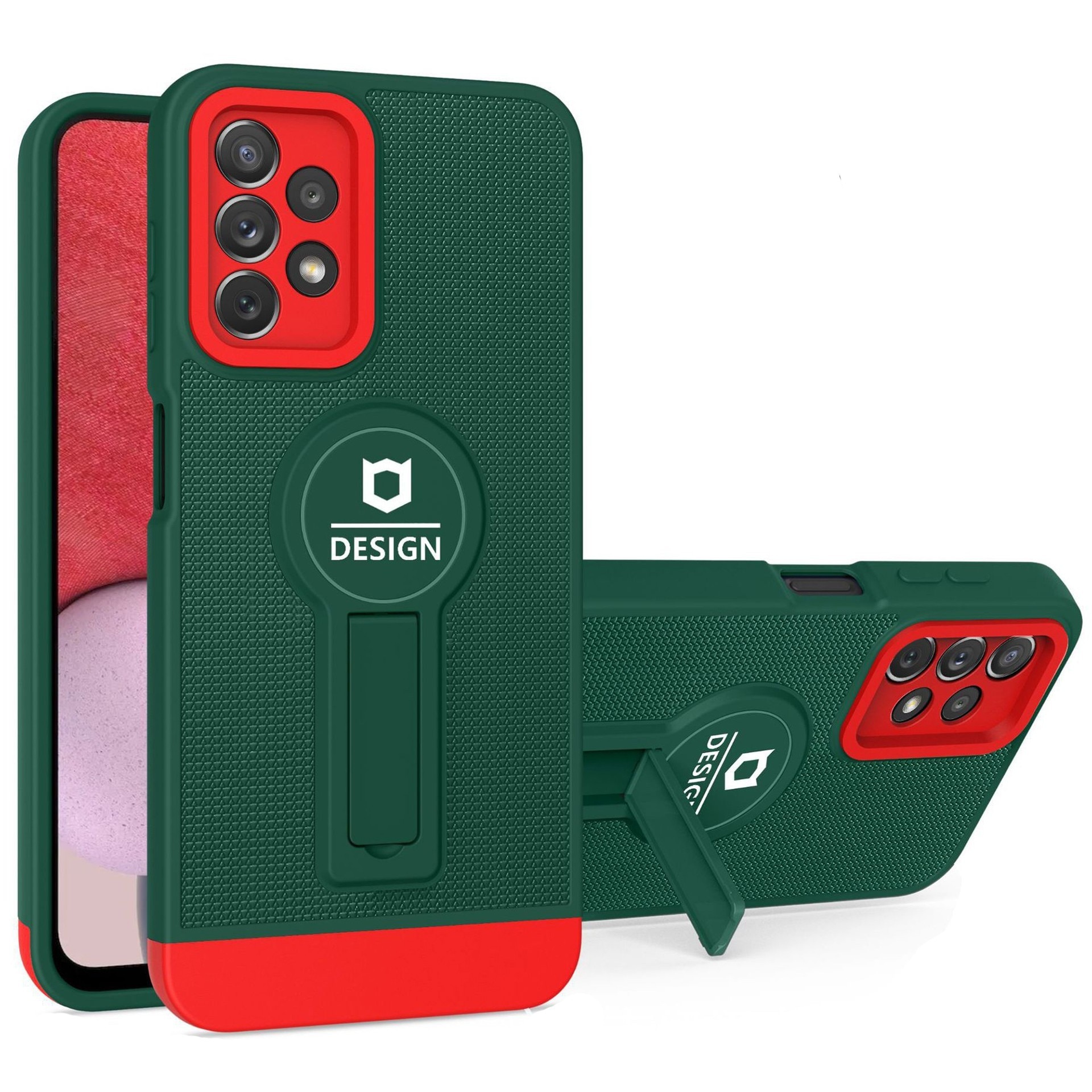 Husa Armor Design cu Stand pentru Apple iPhone 11 Pro, Verde/Rosu, Suport Auto Magnetic, Wireless Ch