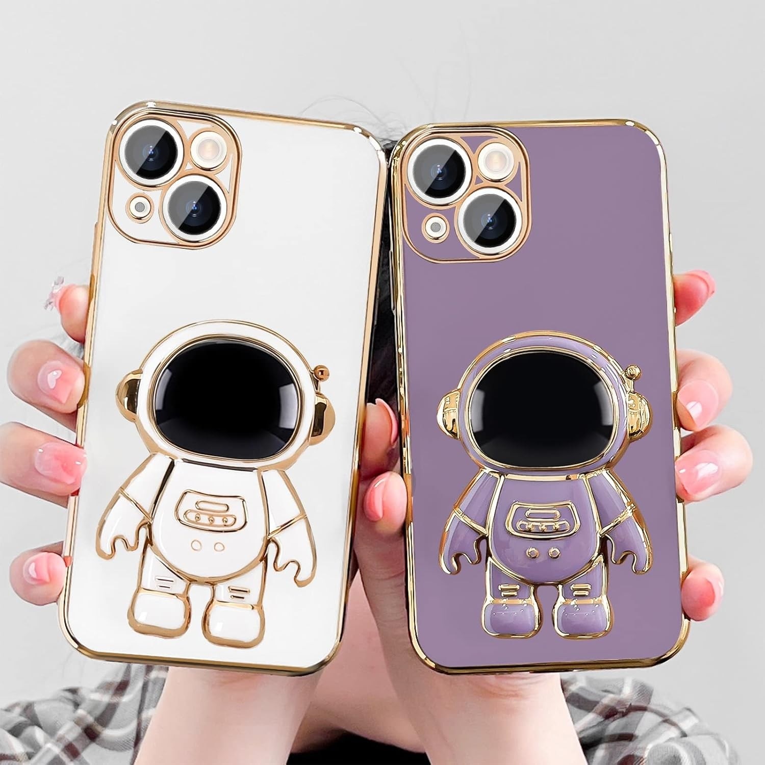 Husa de Protectie TPU 2in1, pentru Apple iPhone 15 Plus, Astronaut cu Suport, Antisoc, Rezistenta la