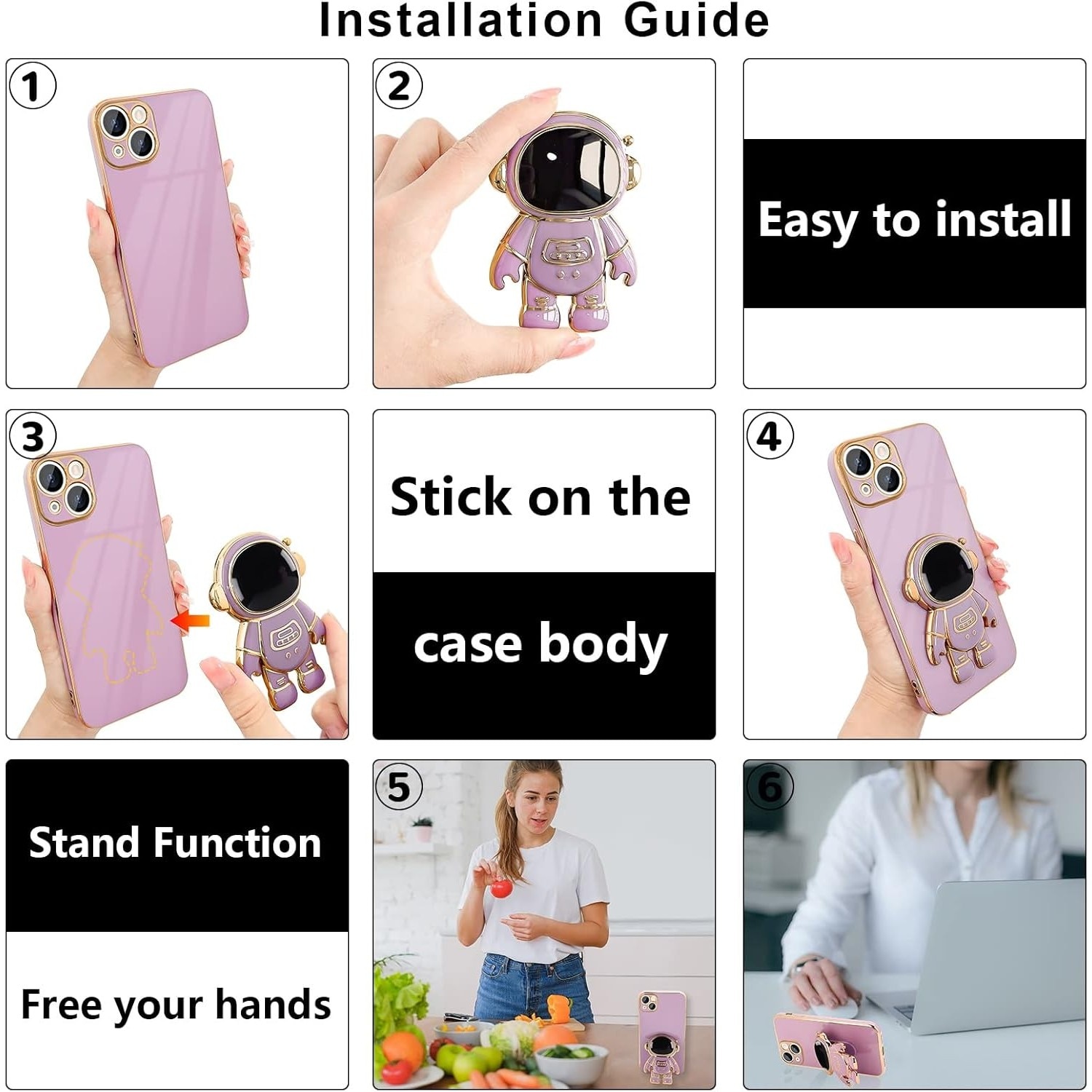 Husa de Protectie TPU 2in1, pentru Apple iPhone 15 Plus, Astronaut cu Suport, Antisoc, Rezistenta la