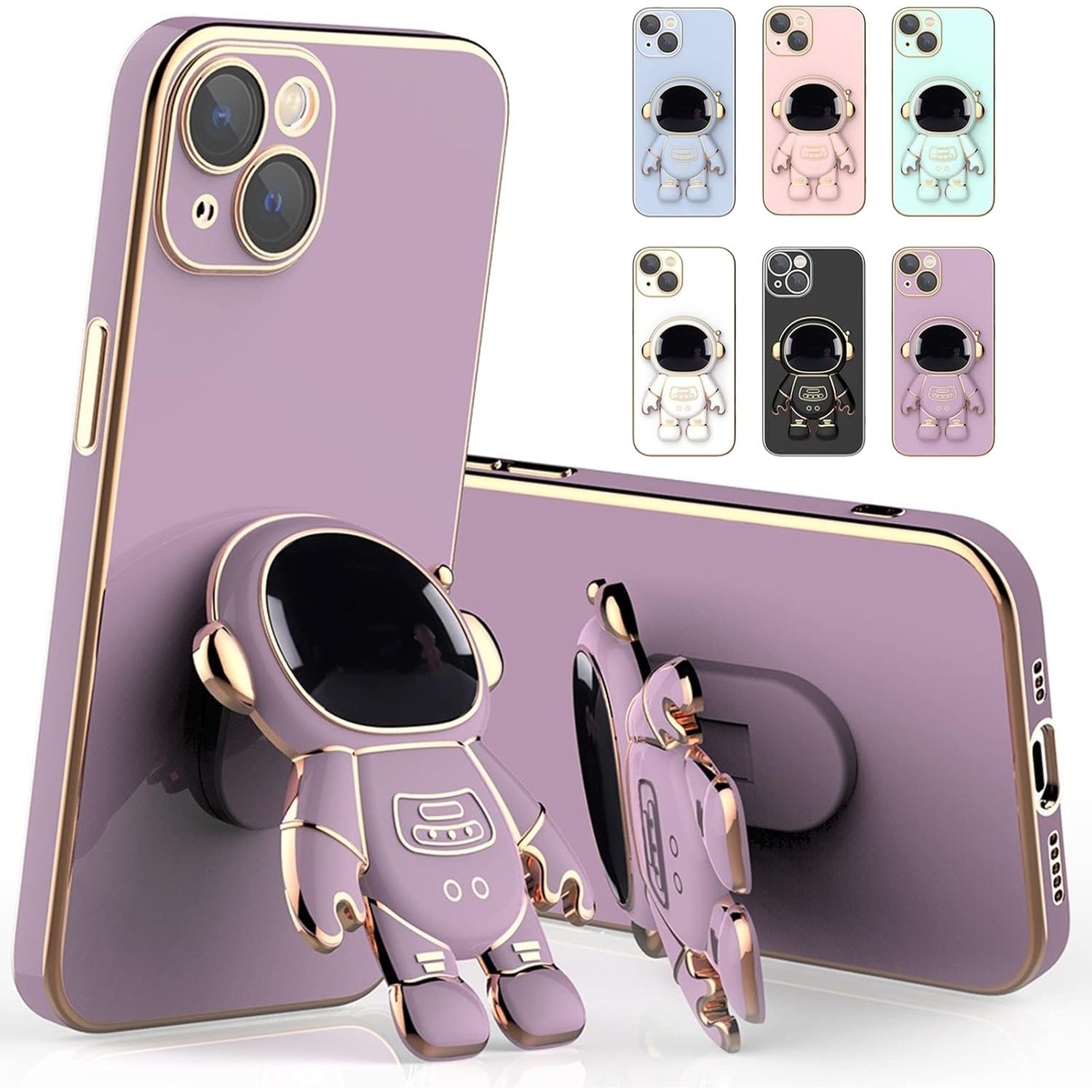 Husa de Protectie TPU 2in1, pentru Apple iPhone 15 Plus, Astronaut cu Suport, Antisoc, Rezistenta la