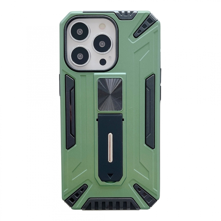 Husa de protectie pentru Apple iPhone 13 Mini Defender Sergeant Brave cu suport, Verde