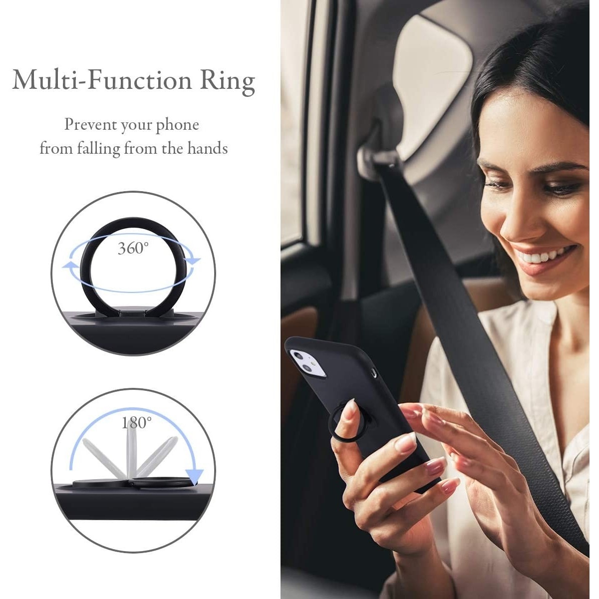 Husa protectie compatibila cu Apple iPhone 12 Pro Max Liquid Silicone Ring cu suport rotativ Negru