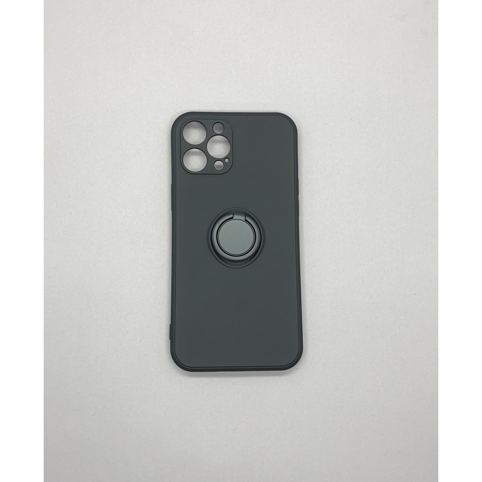 Husa protectie compatibila cu Apple iPhone 12 Pro Max Liquid Silicone Ring cu suport rotativ Negru