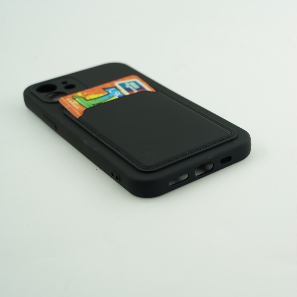 Husa protectie cu suport card compatibila cu Samsung Galaxy A02S Negru