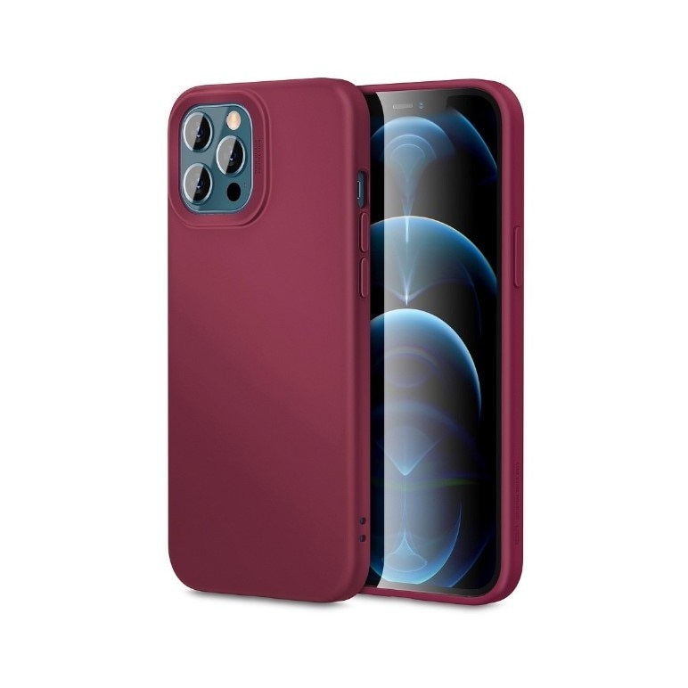 Carcasa pentru Apple iPhone 14, Liquid Silicone, cu Microfibra pe interior, Protectie Antisoc, Wine
