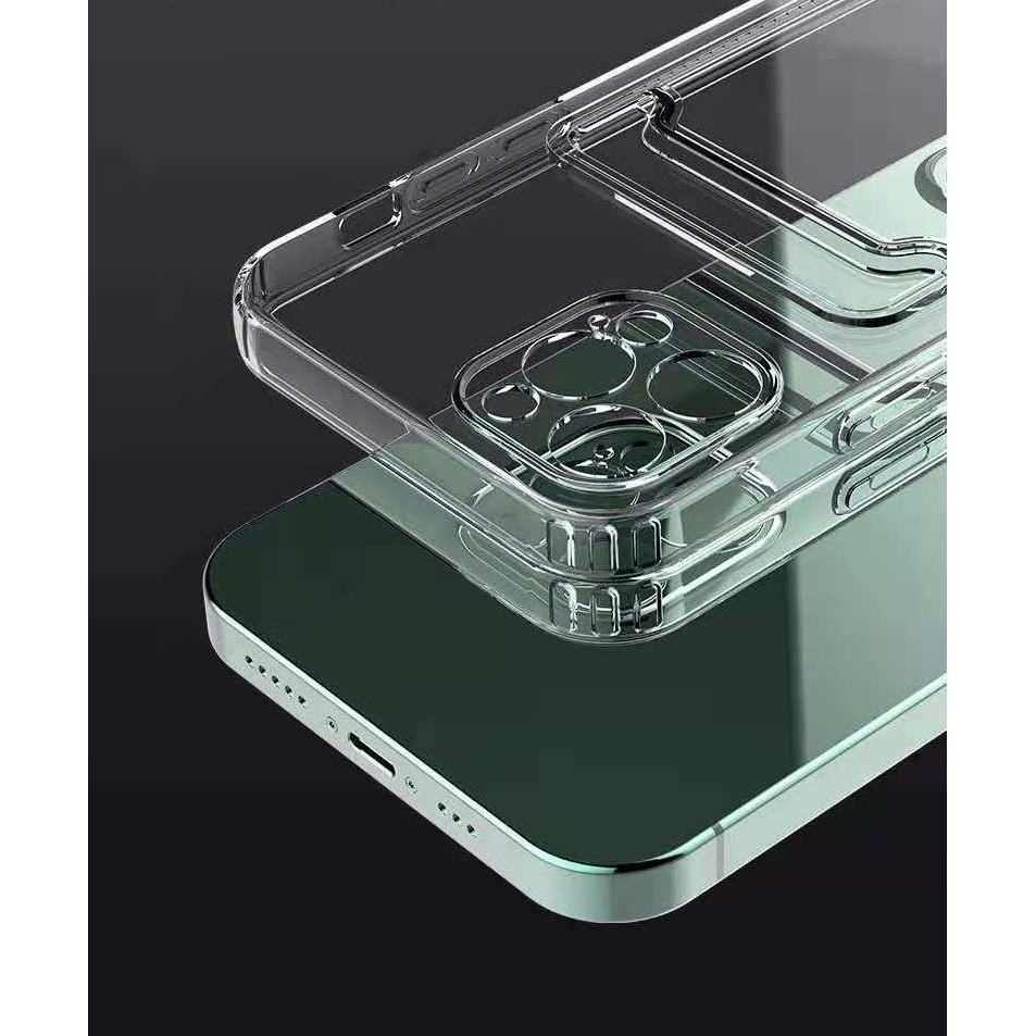 Husa protectie cu suport card compatibila cu Apple iPhone 13 Mini Transparent