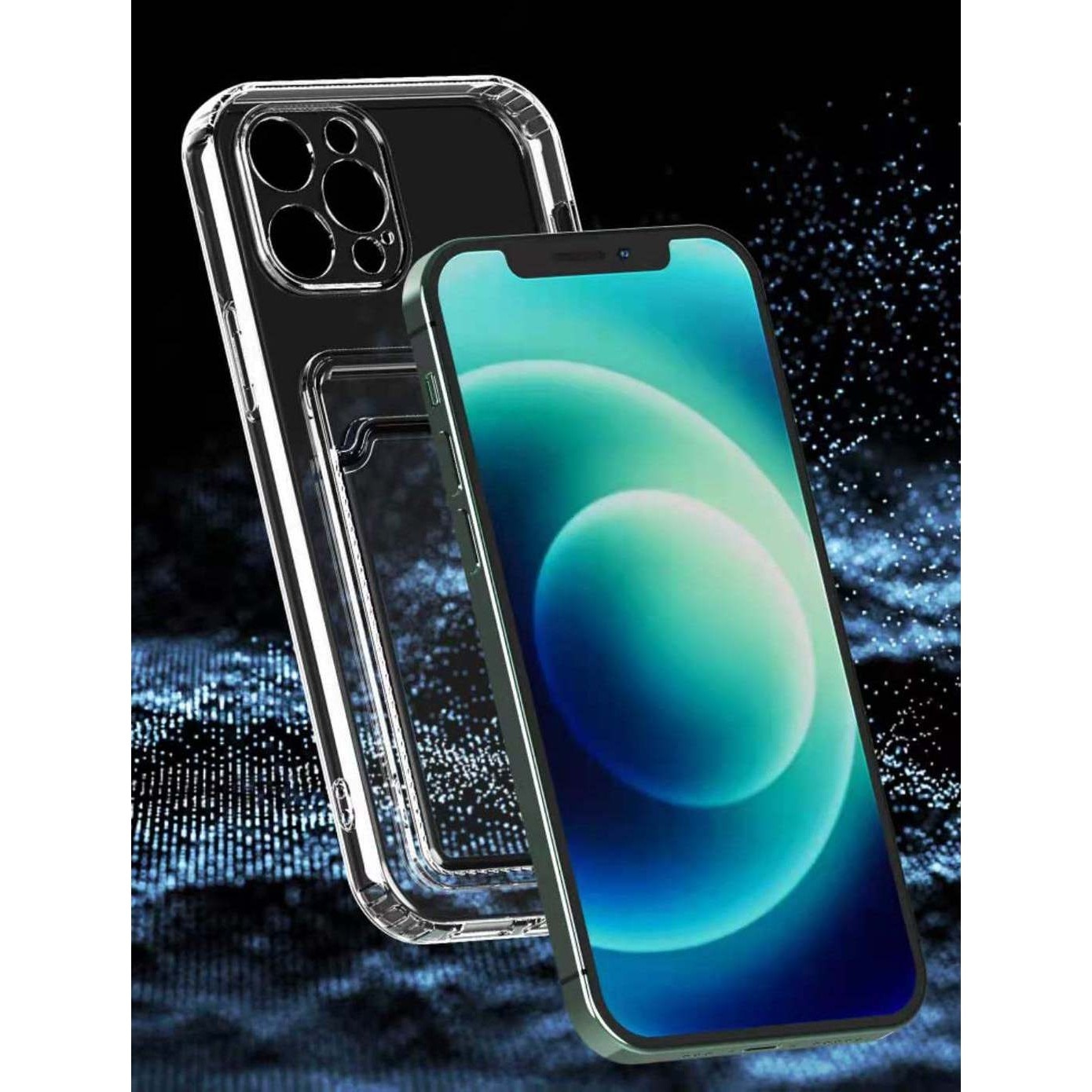 Husa protectie cu suport card compatibila cu Apple iPhone 13 Mini Transparent