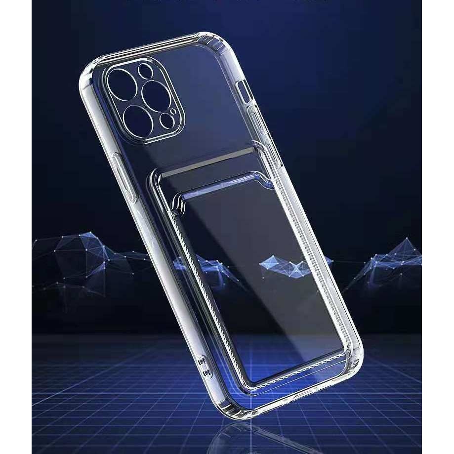 Husa protectie cu suport card compatibila cu Apple iPhone 13 Mini Transparent