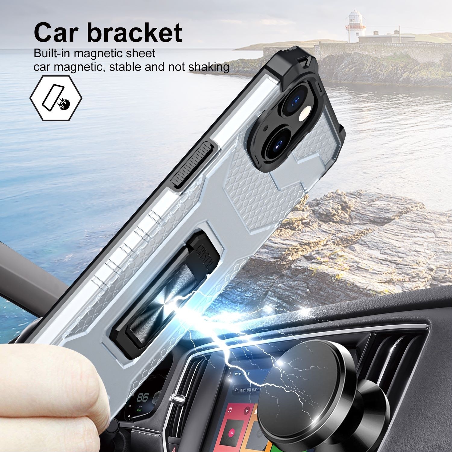 Husa de protectie compatibila cu Apple iPhone 13 Mini Acrylic Armor cu suport Negru