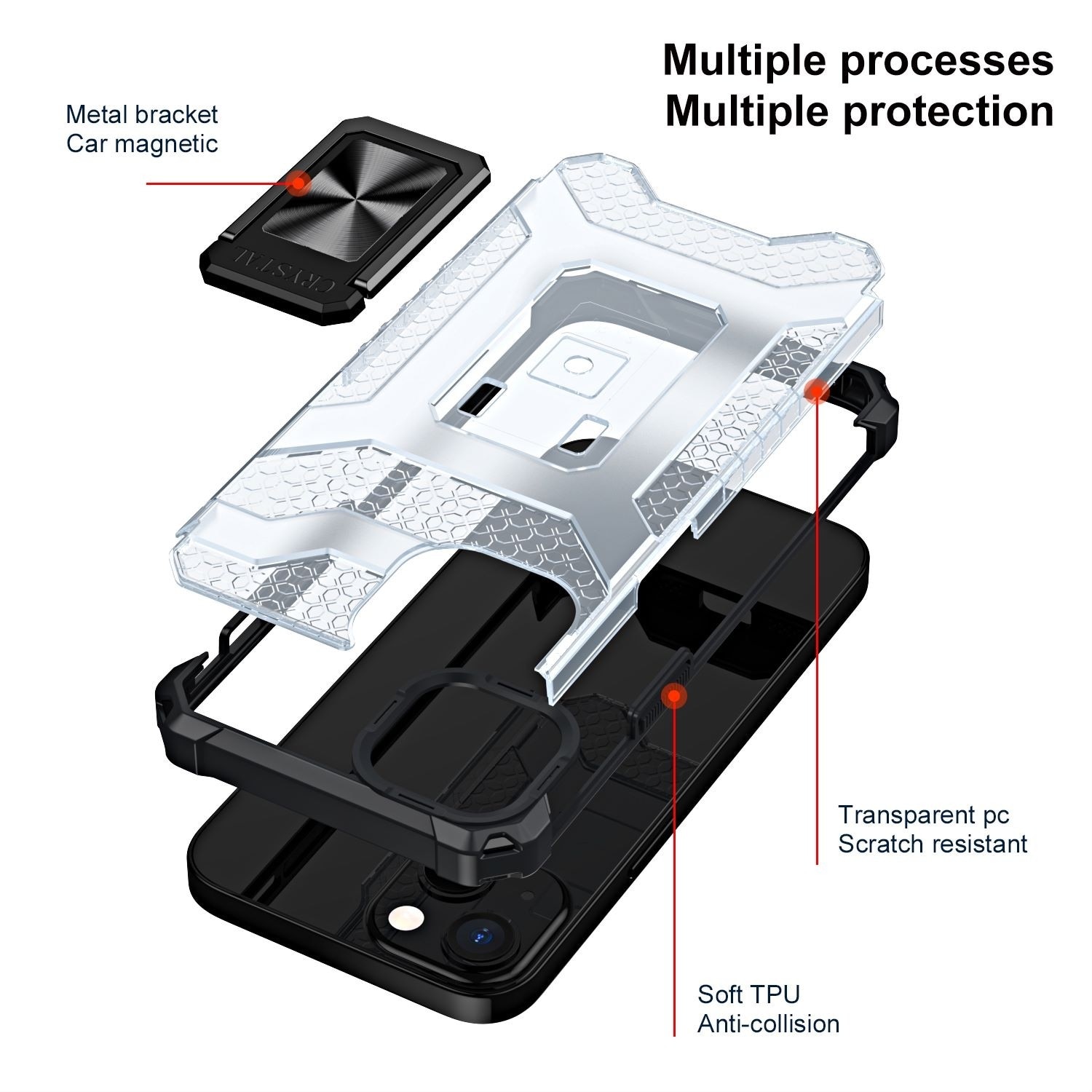 Husa de protectie compatibila cu Apple iPhone 13 Mini Acrylic Armor cu suport Negru