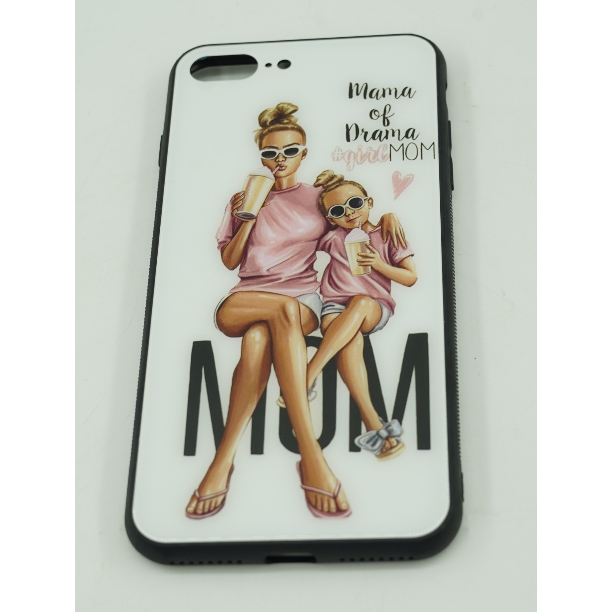 Husa protectie, compatibila cu Apple iPhone 12 Glass print Mama of Drama Multicolor