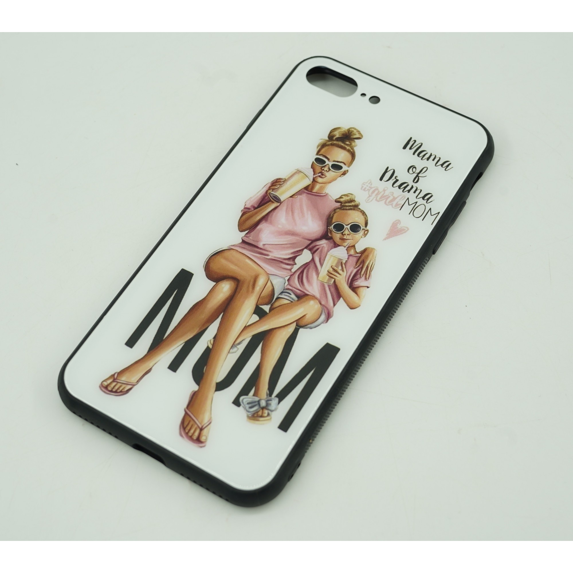 Husa protectie, compatibila cu Apple iPhone 12 Glass print Mama of Drama Multicolor