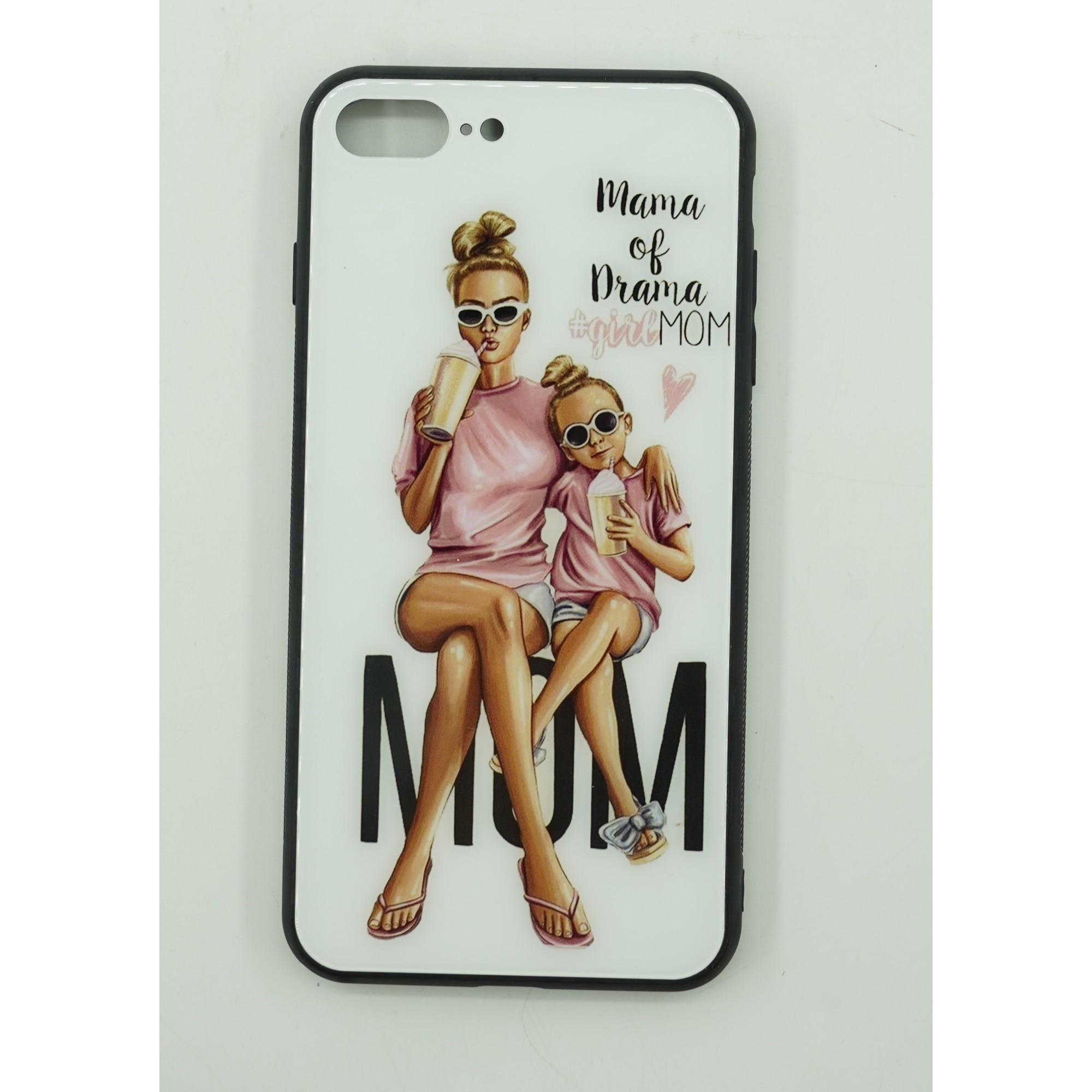 Husa protectie, compatibila cu Apple iPhone 12 Glass print Mama of Drama Multicolor