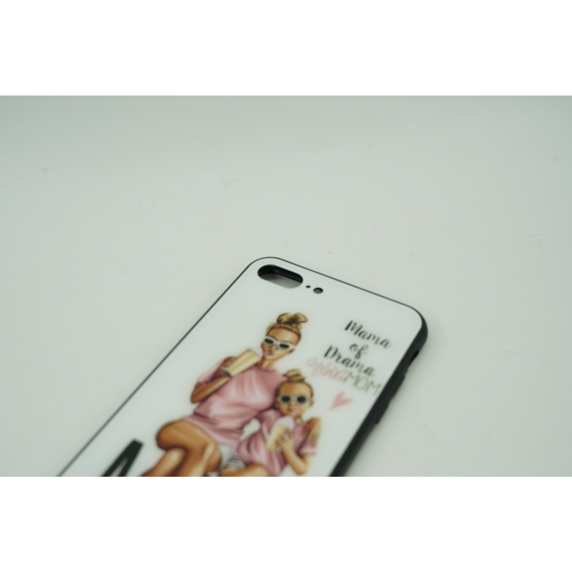 Husa protectie, compatibila cu Apple iPhone 12 Glass print Mama of Drama Multicolor