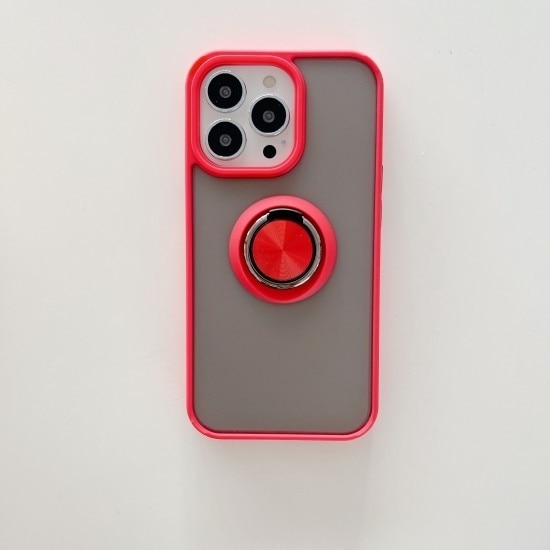Husa de protectie compatibila cu Apple iPhone 13, Defender cu prindere inel, Rosu