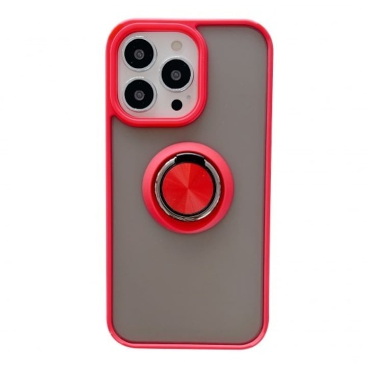 Husa de protectie compatibila cu Apple iPhone 13, Defender cu prindere inel, Rosu