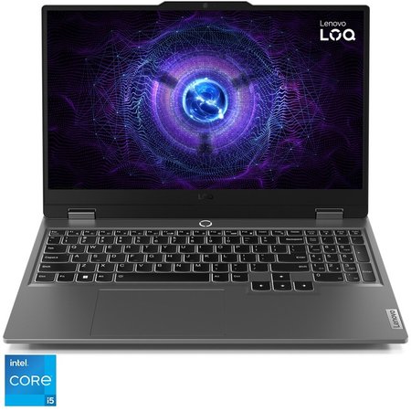 Laptop Gaming Lenovo LOQ 15IAX9 cu procesor Intel® Core™ i5-12600HX pana la 4.6GHz, 15.6" Full HD, IPS, 16GB DDR5 RAM, 512GB SSD, 144Hz, NVIDIA® GeForce RTX™ 3050 6GB GDDR6, No OS, Luna Grey