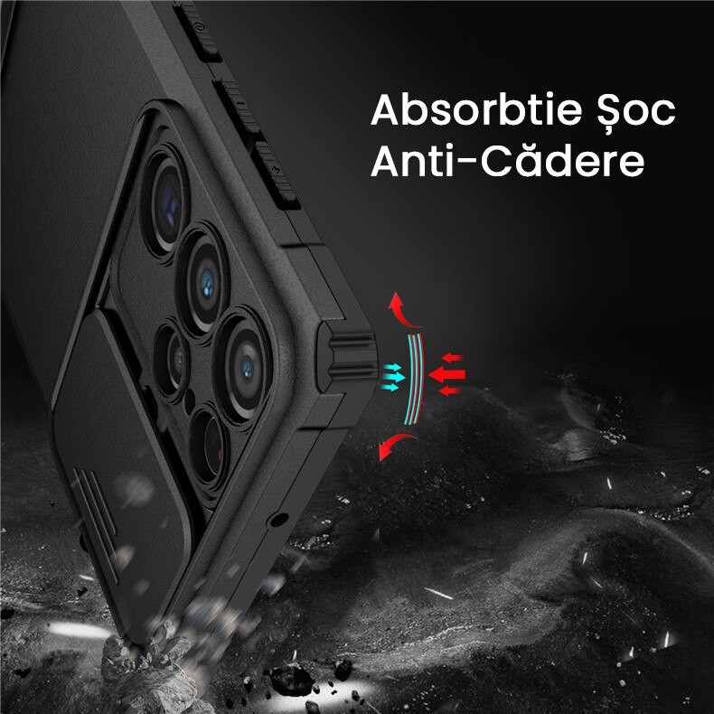 Husa Defender cu Stand pentru Samsung Galaxy S24 FE, Suport reglabil, Antisoc, Protectie glisanta pe