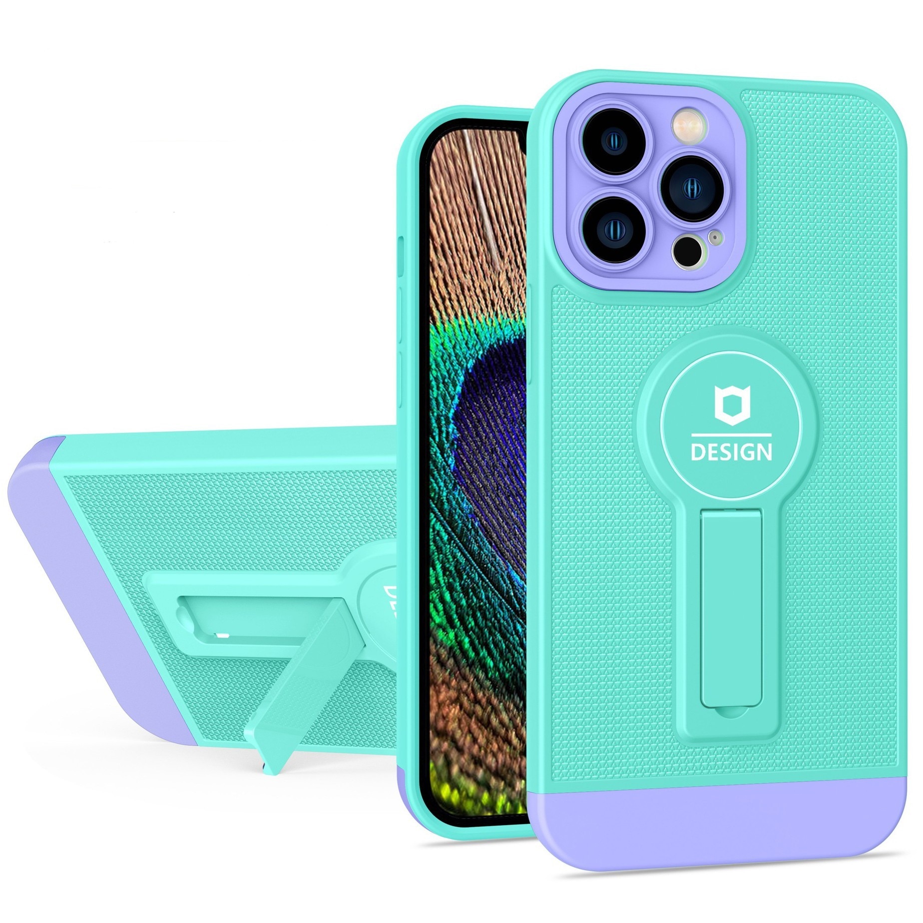Husa Armor Design cu Stand pentru Apple iPhone X/XS Max, Blue/Mov, Suport Auto Magnetic, Wireless Ch