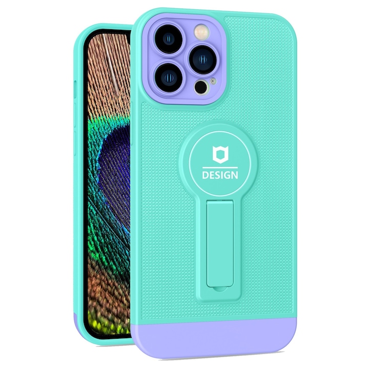 Husa Armor Design cu Stand pentru Apple iPhone X/XS Max, Blue/Mov, Suport Auto Magnetic, Wireless Ch