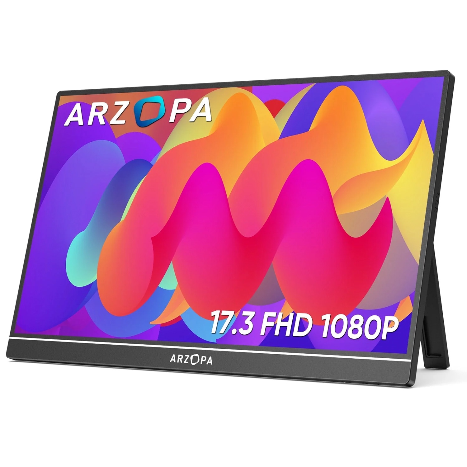 Monitor portabil ARZOPA A1M, 17.3'' FHD 1080P, Dual Speakers, HDR, USB-C, HDMI, Afisaj IPS, Negru