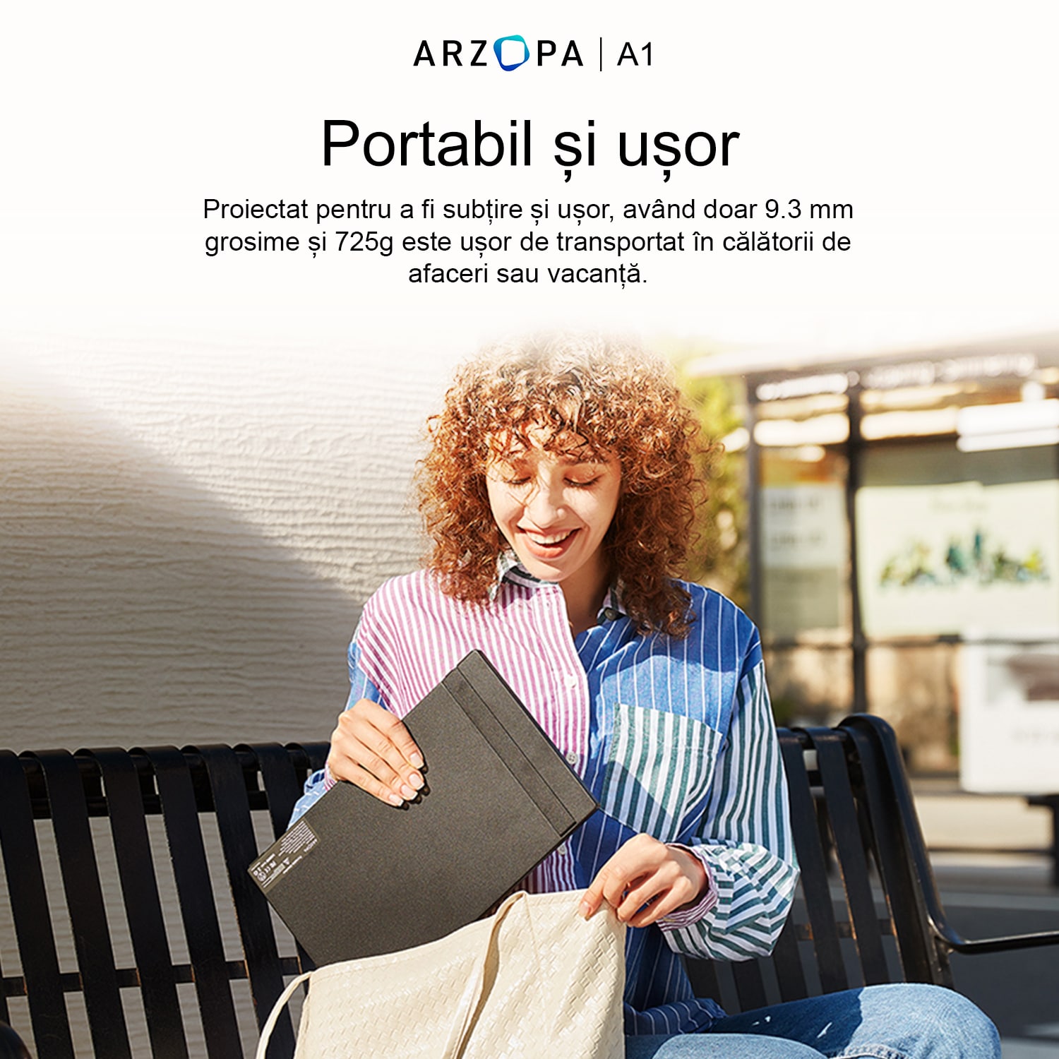 Monitor portabil ARZOPA A1 Travel, 15.6'' FHD 1080P, Dual Speakers, HDR, USB-C, HDMI, Afisaj IPS, Negru