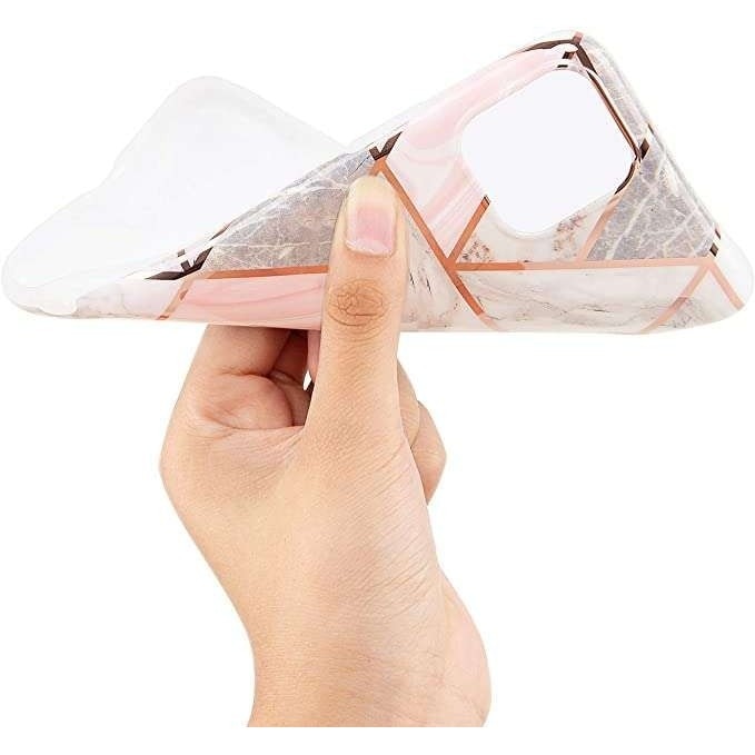 Husa protectie pentru Samsung S10E Soft IMD TPU Marble Geometric Alb