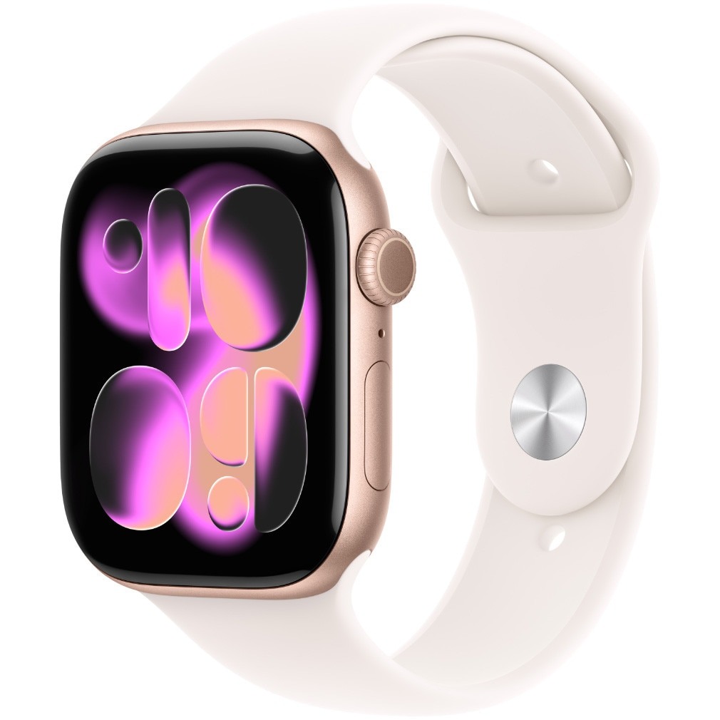 Ceas Smartwatch Apple Watch Series 11, GPS + Cellular, 42mm Rose Gold Aluminium Case, Light Blush Sport Band - S/M
