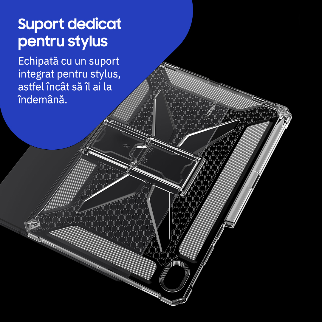 Husa de protectie telefonultau® pentru Samsung Galaxy Tab S11 (SM-X730/SM-X736), 11 inch, silicon transparent antishock cu colturi intarite, suport integrat pentru tableta si stylus, rezistenta la socuri, ideala pentru filme, jocuri