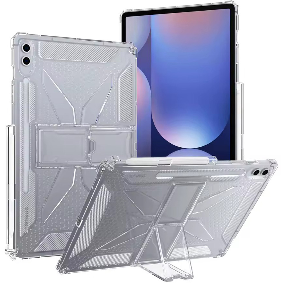 Husa de protectie telefonultau® pentru Samsung Galaxy Tab S11 Ultra (SM-X730/SM-X736), 14.6 inch, silicon transparent antishock cu colturi intarite, suport integrat pentru tableta si stylus, rezistenta la socuri, ideala pentru filme, jocuri