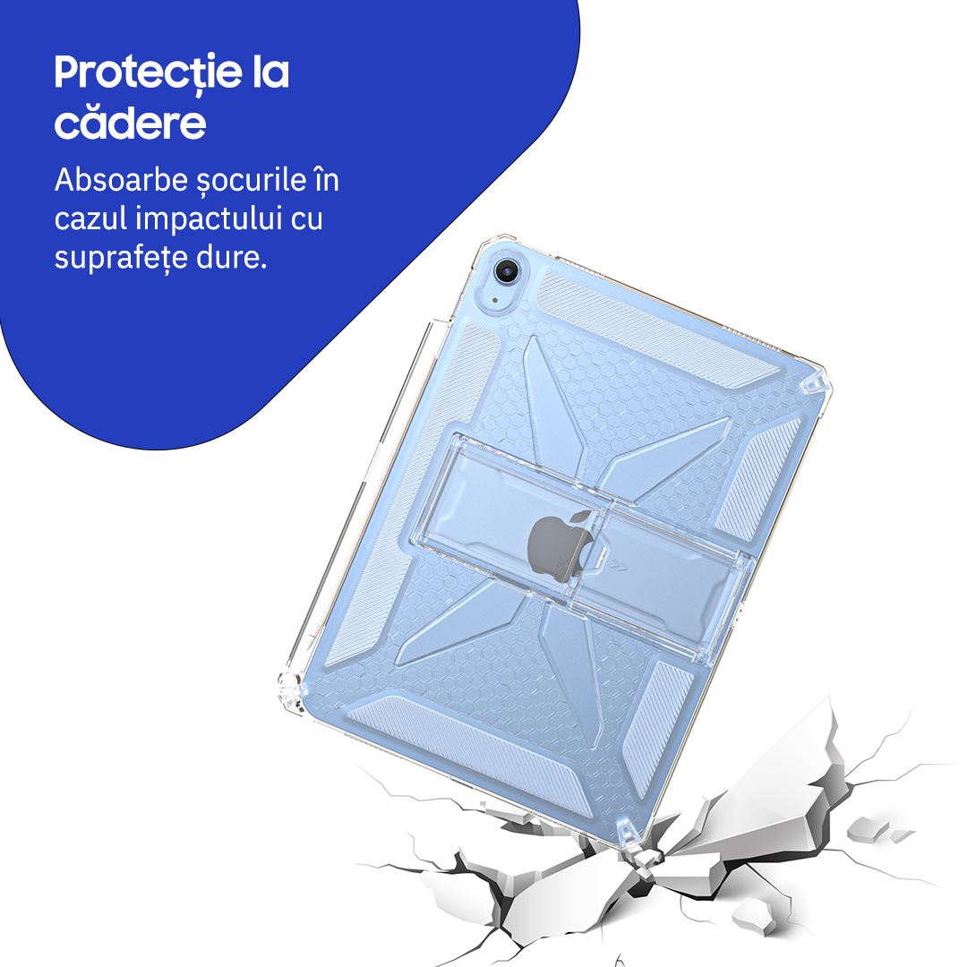 Husa de protectie telefonultau® pentru Apple iPad 11th Gen (2025), 11 inch, silicon transparent antishock cu colturi intarite, suport integrat pentru tableta si stylus, ideala pentru filme, jocuri