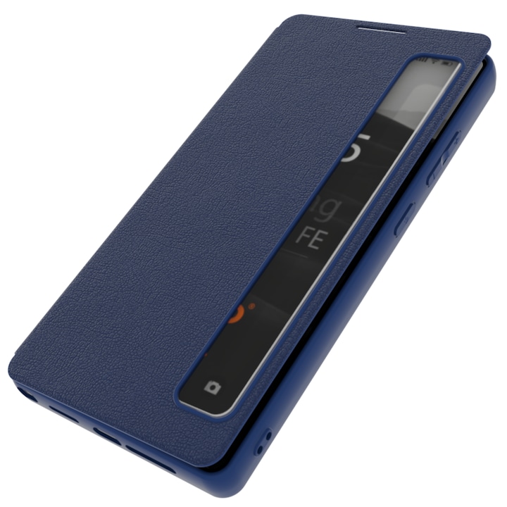 Husa tip flip, Supero, Samsung, compatibila Galaxy S25 FE, fereastra Smart View pentru notificari si apeluri, protectie 360° impotriva zgarieturilor si socurilor, piele ecologica premium, pliabila, include cod QR pentru aplicatie, negru