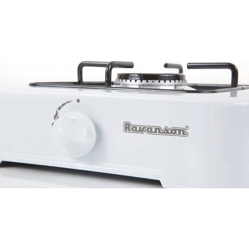 Aragaz portabil Ravanson K-01T, 1 arzator, 2,11 kW (153 g/h), compatibil G30 (LPG), alb, 340 x 304 x 105 mm