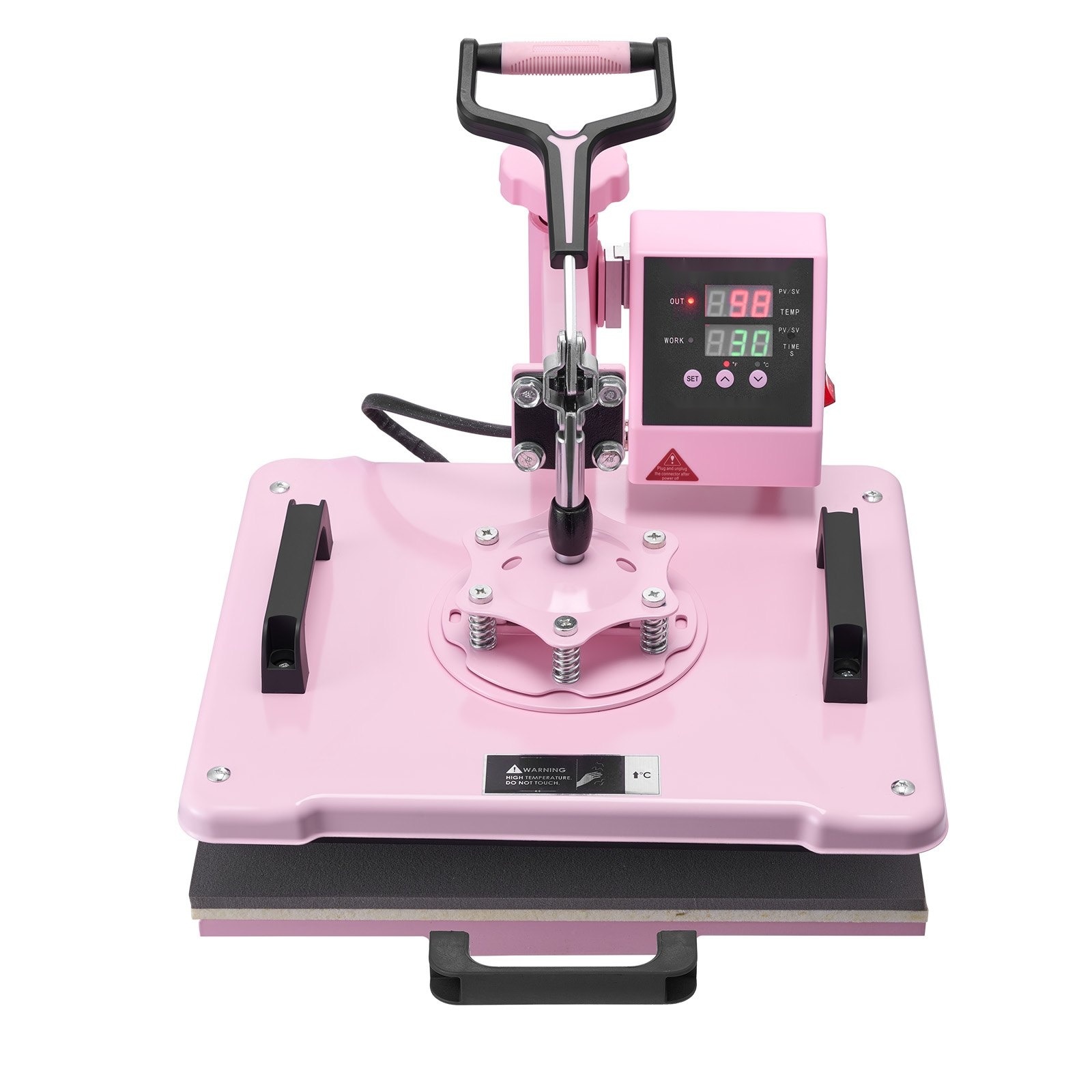 Presa termica multifunctionala 8 in 1, 300 × 380 mm, pentru tricouri, cani, sepci si farfurii, pentru pahare termos de 180–890 ml, rotire la 360°, control digital precis, roz