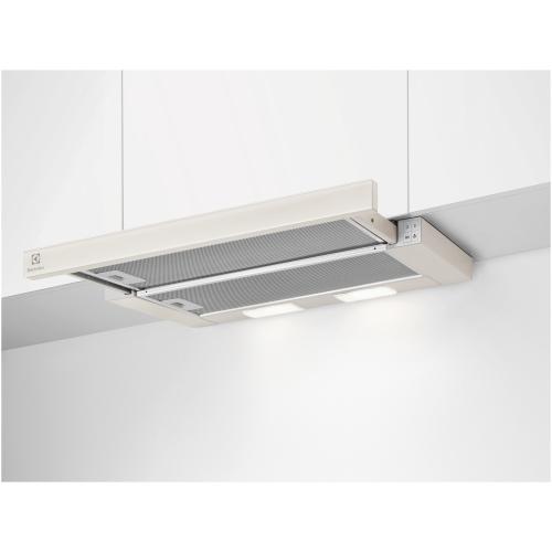 Hota telescopica incorporabila Electrolux LFP326AC, Putere de absorbtie 410 mc/h, Clasa C, 3 viteze, 60 cm, Sticla (Crem)