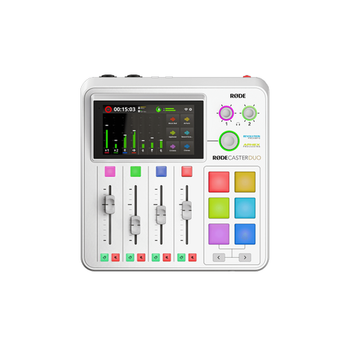 Mixer Studio Profesional RODE Caster Duo, 23 butoane, USB-C, Wi-Fi, Ethernet, 4GB Intern (Alb)