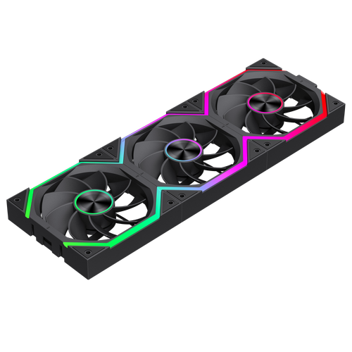 Ventilator Gamemax FN12A-N2 WL-R Reverse, 120mm, PWM, ARGB, 3 bucati (Negru)
