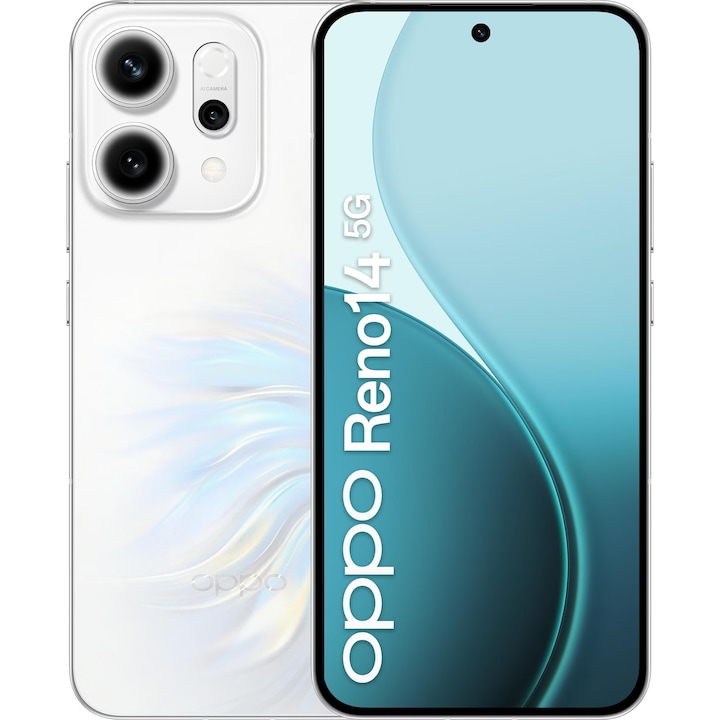 Telefon mobil Oppo Reno14, 12GB RAM, 256GB, 5G, Opal White