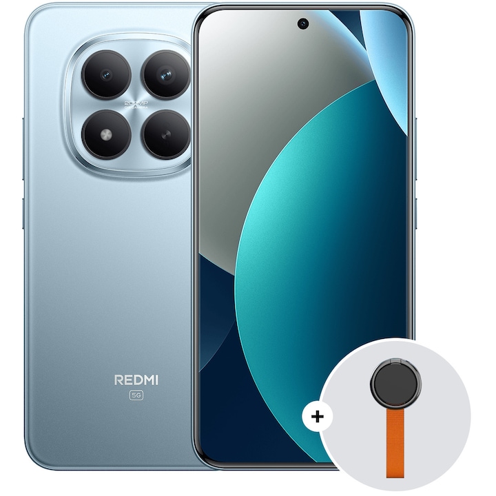 Telefon Mobil Xiaomi REDMI Note 15 Pro+, 8GB RAM, 256GB ROM, 5G, Blue + Woven Strap Ring Stand