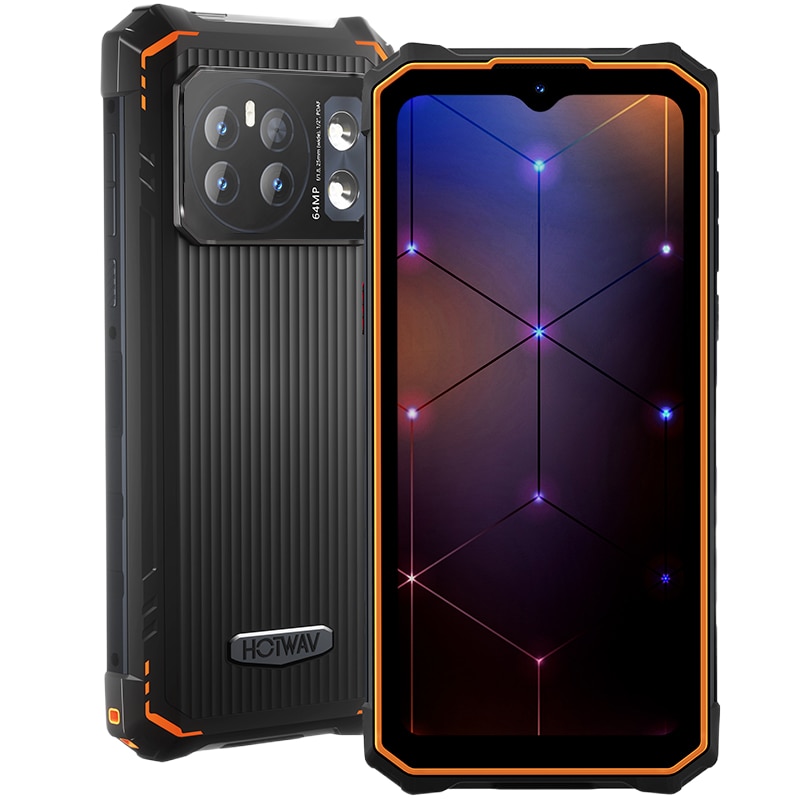 Telefon mobil HOTWAV Cyber 13, Dual SIM, 4G, Octa-Core, 6.6-inch, 16GB RAM (8GB + 8GB ext), 128GB, Camera 64MP + 16MP, 10800mAh, NFC, Lanterna Puternica 150 Lumens, Android 14, IP68/IP69K, Orange