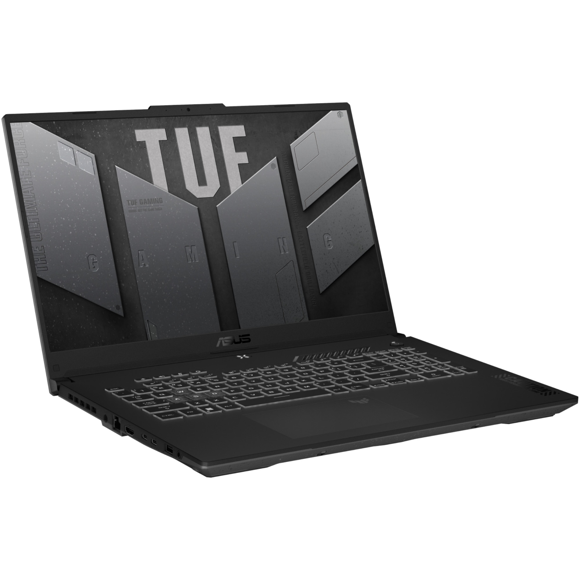 Laptop Asus TUF A17 FA707NUG-HX156, 17.3 inch 1920 x 1080, AMD 7445HS 6 C / 12 T, 3.55 GHz - 4.7 GHz, 6 MB 16 MB cache, 16 GB DDR5, 512 GB SSD, Nvidia GeForce RTX 4050, Fara sistem de operare