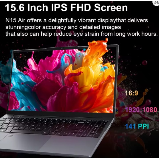Laptop Gaming Ninkear, N15 Air, 15.6", Intel Celeron N95, 16GB RAM, 512GB SSD, Argintiu